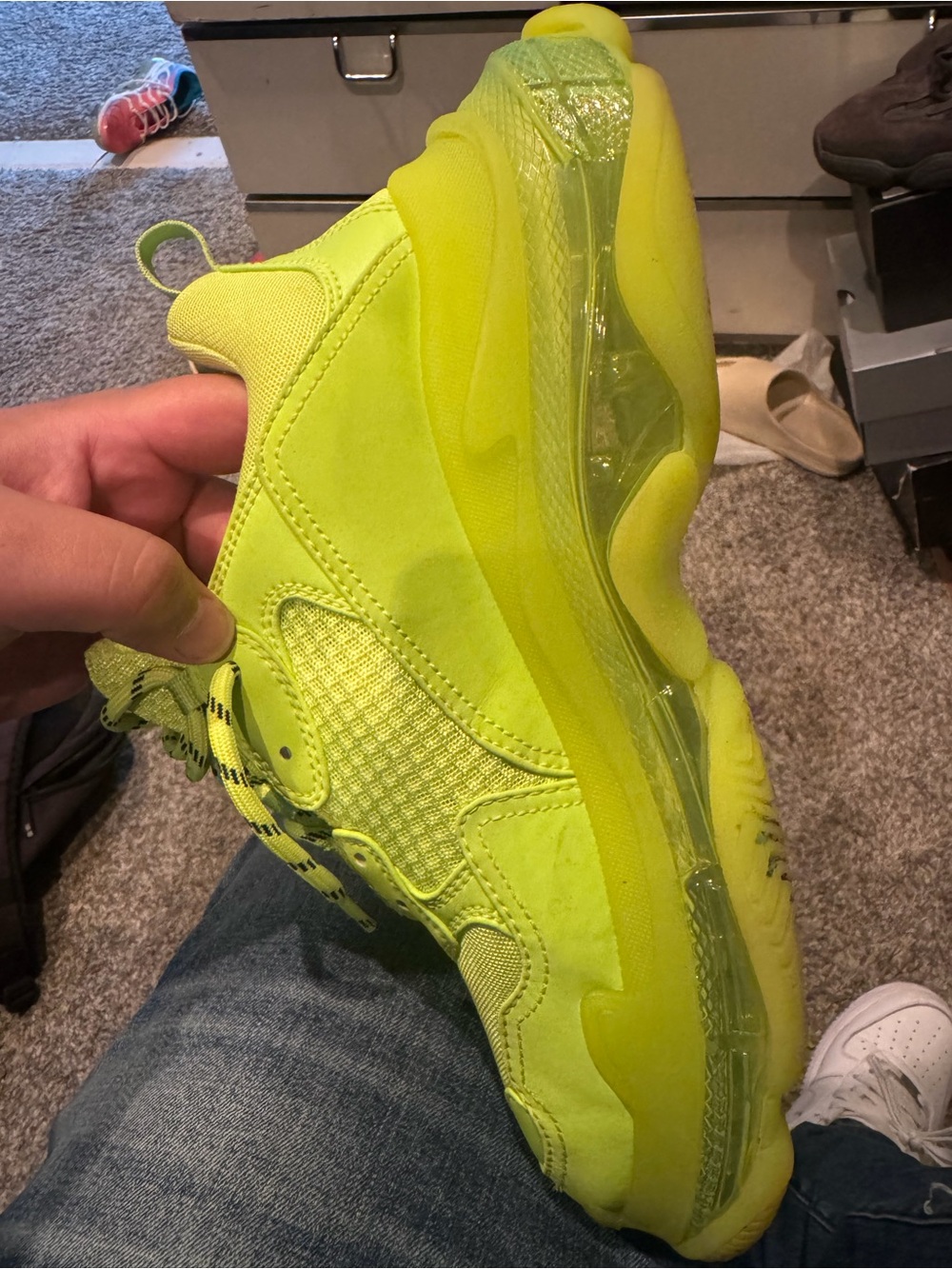 Balenciaga Neon Yellow Triple S Sneakers - Picture 1 of 5